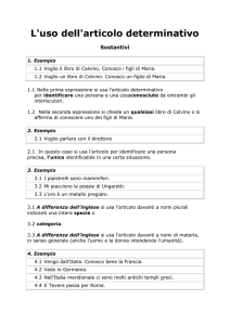 3.3 A differenza dell`inglese si usa l`articolo