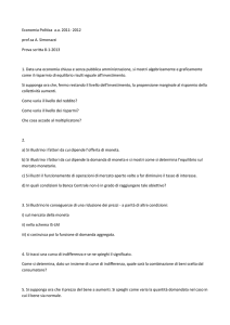 Economia Politica a.a. 2011- 2012 prof.sa A. Simonazzi Prova scritta