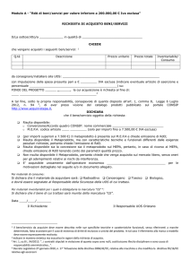 Modulo A - “RdA di beni/servizi per valore inferiore a 200.000,00