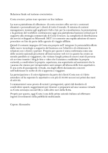 Relazione finale sul turismo crocieristico: Costa crociere :primo tour