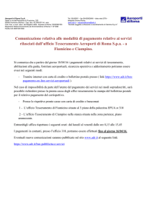 modalità di pagamento relative ai servizi rilasciati dall`ufficio