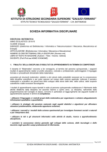 Scheda disciplinare per Matematica - "G. Ferraris"