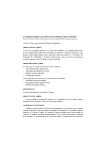 Criminologia applicata (con laboratorio di Statistica della