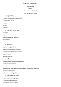 Programma svolto Materia: Fisica Classe: 1ª T Anno scolastico 2013