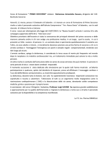 Corso di formazione “ PRIMO SOCCORSO” relatore Dottoressa