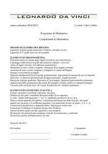 Anno scolastico 2014/2015 CLASSE 3 MECC SIRIO Programma di