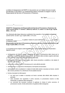La lettera di designazione del RSPP è il documento con cui il datore