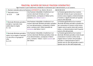 Schema numeri decimali e frazioni generatrici