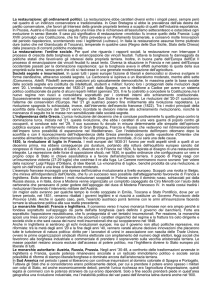 La restaurazione: gli ordinamenti politici. La restaurazione ebbe