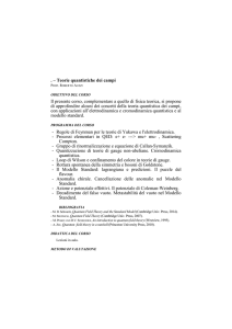 Teorie quantistiche dei campi PROF. ROBERTO AUZZI OBIETTIVO
