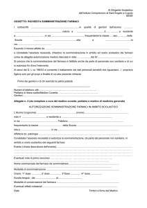 Modulistica sito richiesta somministrazione farmaci