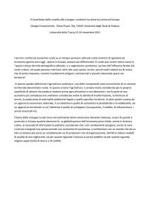 Il Contributo della ruralità allo sviluppo: confronti tra America