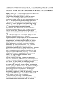 Salute. Fratture toraco-lombari, maggiore frequenza in uomini