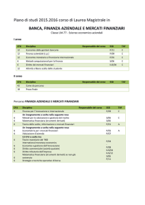 banca, finanza aziendale e mercati finanziari