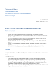 verifica della condensa superficiale e interstiziale.