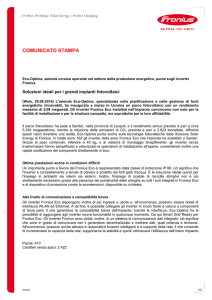 Soluzioni ideali per i grandi impianti fotovoltaici