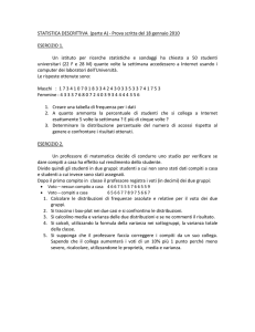 STATISTICA DESCRITTIVA (parte A) - Prova scritta del 18 gennaio