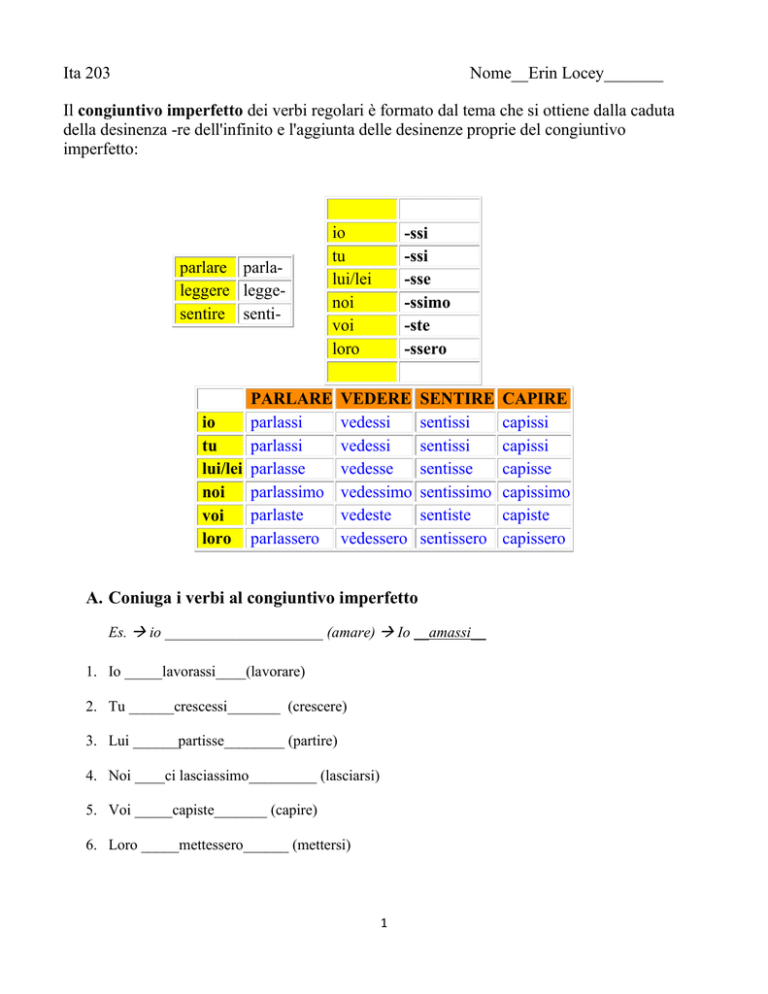 Scheda Grammatica IL CONGIUNTIVO IMPERFETTO_2