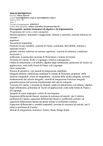 nozioni elementari di algebra e di trigonometria Programma del