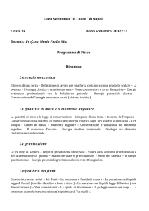 La quantità di moto e il momento angolare