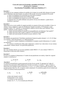 es Inferenza N°1 - Dipartimento di Economia, Statistica e Finanza