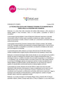 COMUNICATO STAMPA 2 marzo 2016 LA TECNOLOGIA