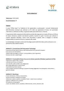 PATTO FORMATIVO Titolo corso: OFFICE BASE Ore di formazione