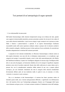 Un`antropologia di segno sponsale