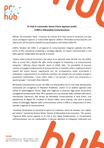 Comunicato Stampa PR Hub adesione LEWIS e Mirandola