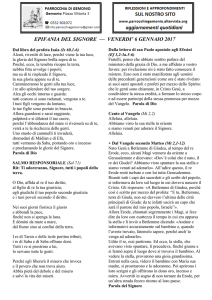 EPIFANIA DEL SIGNORE –– VENERDI` 6