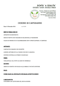 Cenone di capodanno Data: 31 Dicembre 2015 ore 20,30 Menù di
