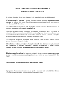 27 giugno appello “progetto”