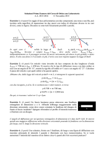Soluzioni Primo Esonero del Corso di Ottica con Laboratorio A.A.