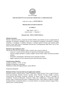 Richiami di Fisica Generale alla base di applicazioni mediche