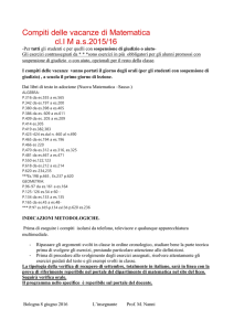 Compiti delle vacanze di Matematica cl.I M a.s.2015/16