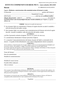 Richiesta e autorizzazione alla somministrazione di farmaci a scuola