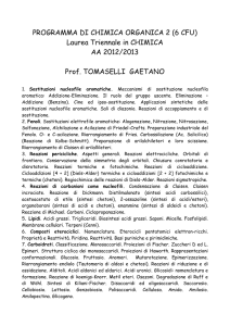 PROGRAMMA DI CHIMICA ORGANICA 2 (6 CFU) Laurea Triennale