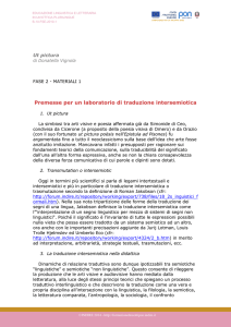 Premesse per un laboratorio di traduzione intersemiotica