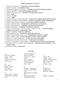 Słownik, zwroty - karta wywiadu medycznego – WŁOSKI