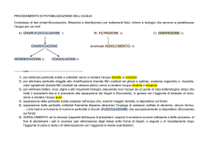 Complesso di fasi (chiari-flocculazione, filtrazione e disinfezione)