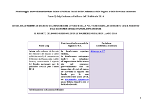 Monitoraggio provvedimenti settore Salute e Politiche Sociali della