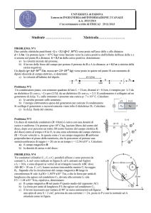 PROBLEMA N°1 Due cariche elettriche puntiformi