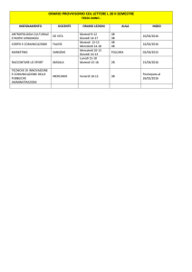 ORARIO PROVVISORIO CDL LETTERE L 20 II SEMESTRE TERZO