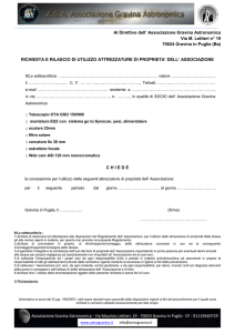 Al Direttivo dell` Associazione Gravina Astronomica Via M. Lettieri n