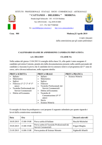 Calendario Esame PrivatistaSERVIZI COMM
