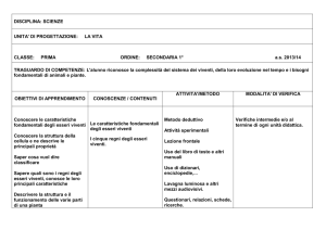 DISCIPLINA: SCIENZE UNITA` DI PROGETTAZIONE: LA VITA
