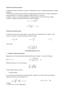 Deflessione del campo magnetico L`andamento del fascio