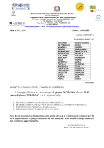 Il Consiglio d`Istituto è convocato per il giorno 20/01/2016, alle ore