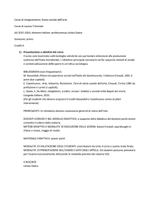 Corso di insegnamento: Storia sociale dell`arte. Corso di Laurea