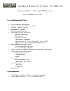 Programma Fondamenti di Tecnologie dell` Informatica 2015-2016